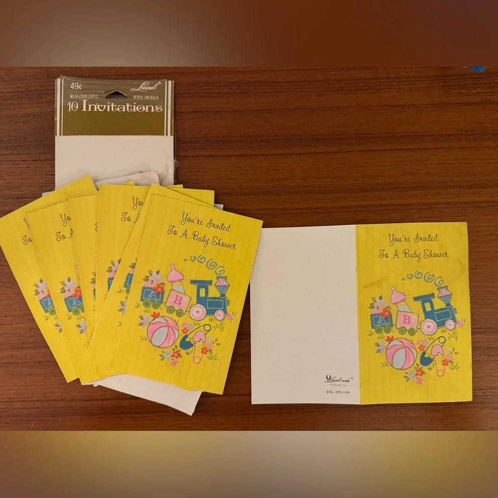 Bundle—Vintage 60s-70s Baby Shower Invitations & Birth Announcements—1 NIB!